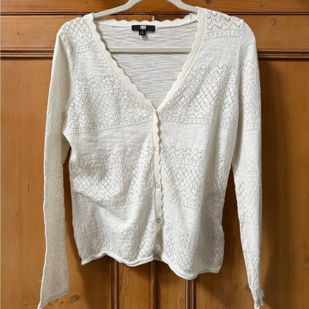 Frye Frye Women's Button Front Lightweight Pointelle Cardigan - Picture 4 of 10